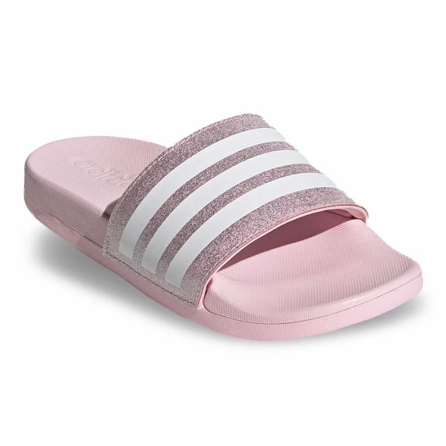 Sandals * | Adidas Adilette Comfort Kids' Slide Sandals Pink White