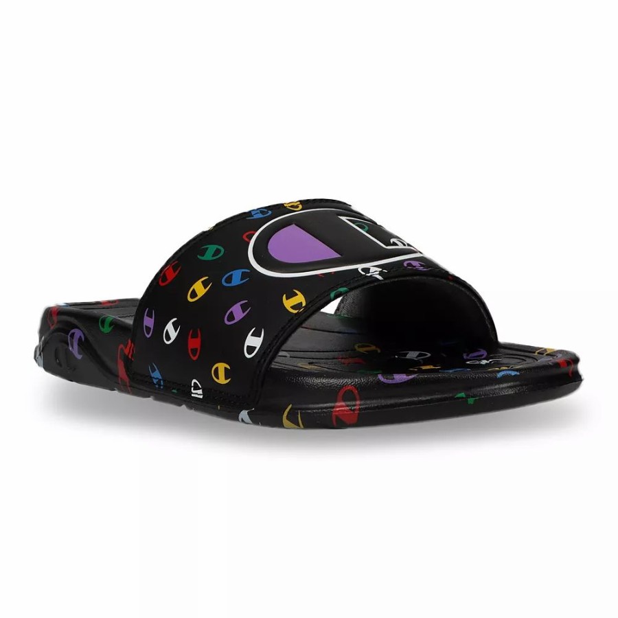 Sandals * | Champion Mega Toss Women'S Slide Sandals Black Multi