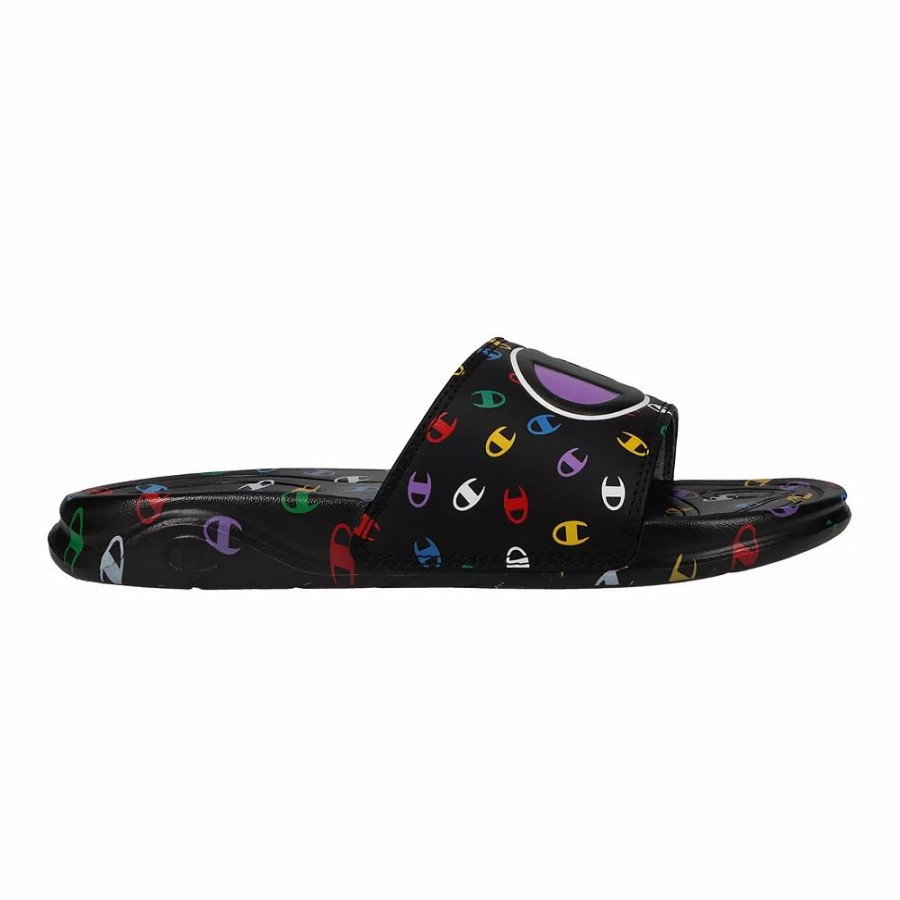 Sandals * | Champion Mega Toss Women'S Slide Sandals Black Multi