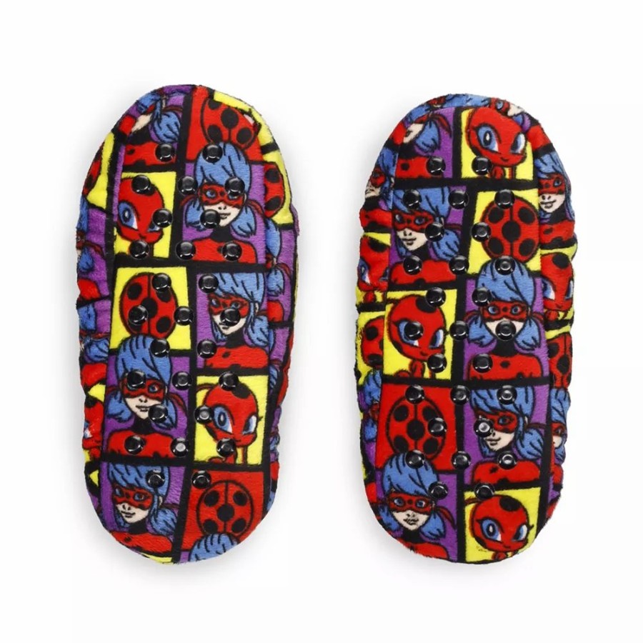 Slippers * | Girls Miraculous Tales Of Ladybug & Cat Noir Fuzzy Babba Slipper Socks