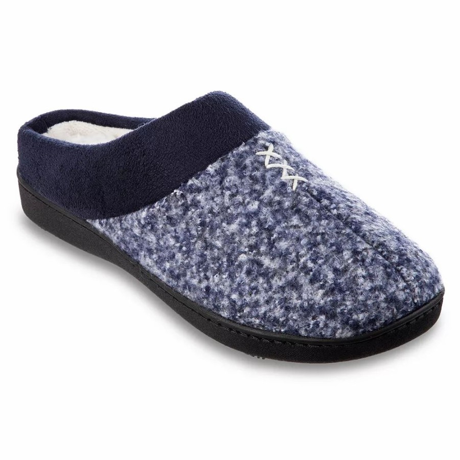 Slippers * | Women'S Isotoner Jessie Microsuede Heathered Knit Hoodback Slipper