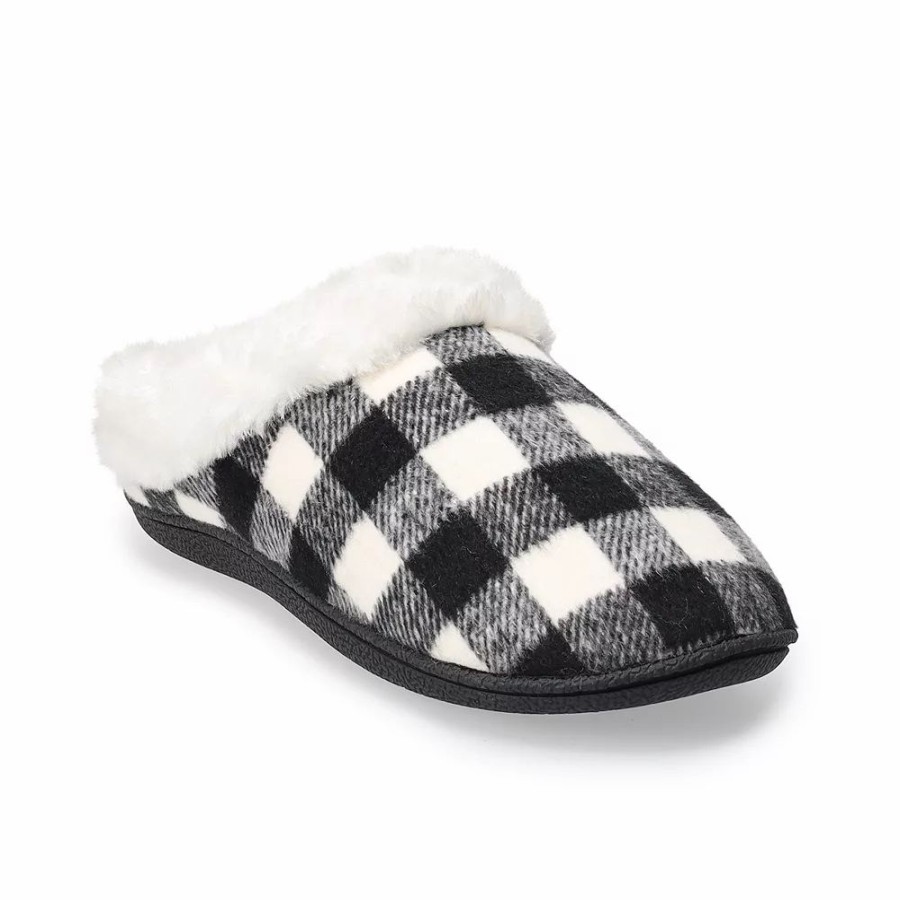 Slippers * | Women'S Sonoma Goods For Life Faux Fur Buffalo Plaid Clog Slippers